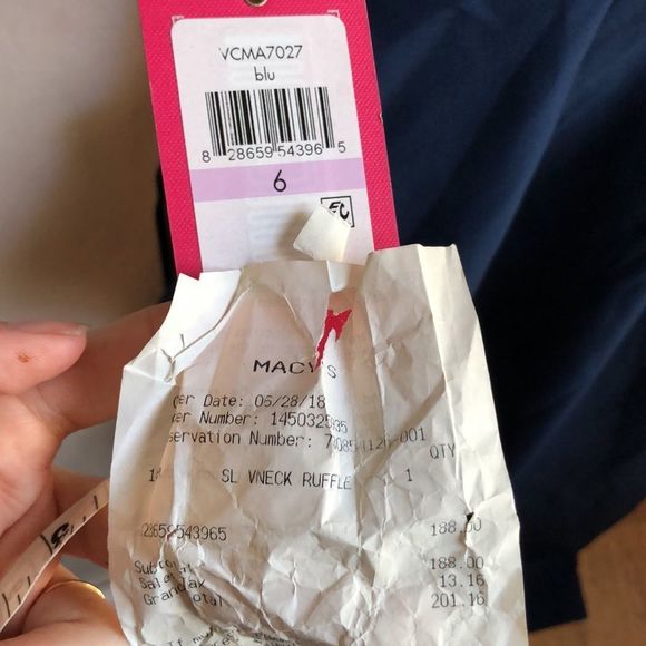 Vince Camuto Navy Blue Ruffled Formal Gown | Dress NWT - Picture 10 of 10